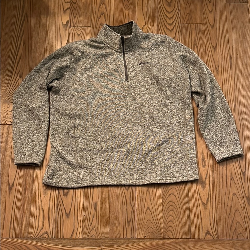 Eddie Bauer Gray Zip Up Sweater with Stand-Up Collar